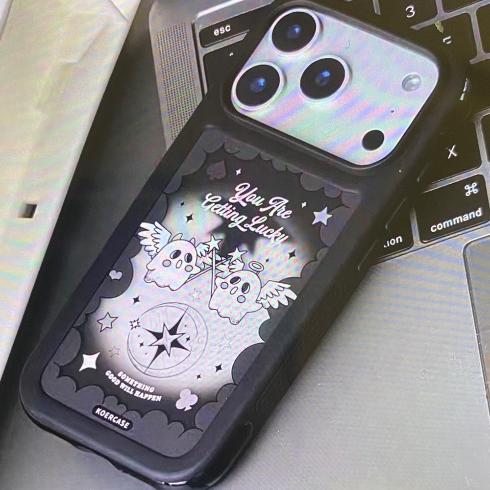 Black Phone Case with Graphic Design